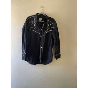 Express riders vintage embroidered western piping button down‎ shirt xl
